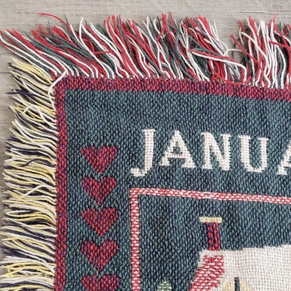 ❤️Home Is Where the Heart Is Woven Calendar Throw Blanket 45 × 58  Double‑sided
